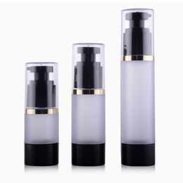 15ml 30ml 50ml frosted Airless Bottle with Black Pump Refillable Lotion and Gels Dispenser Travel Container F1741