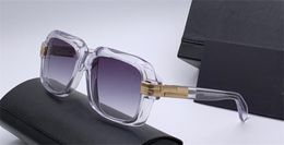 Vintage Square Sunglasses for Men Crystal Gold Grey Gradient 607 Sun Glasses Men Sunglasses Shades New with box