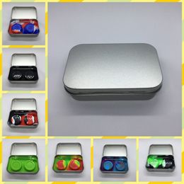 Metal Shell 5ML*2 Silicone Case Box Rolling Tray Handroller Snuff Spoon Shovel Snorter Sniffer Wax Scoop Herb Dig Wax Oil Smoking Tool