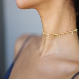 Simple Gold Chain Choker Shimmer Choker Minimal Necklace Gift for Her