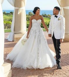 New Lace Cheap 2020 Arabic Beach Wedding Dresses Sweetheart A-line Tulle Bridal Dresses Elegant Vintage Wedding Gowns 85