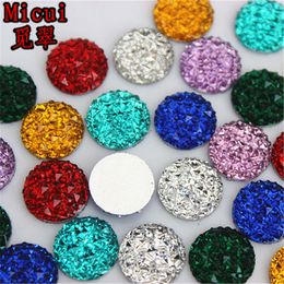 50pcs 11.5mm Round AB Resin Crystal Flatback Button Rhinestones Crafts ZZ764