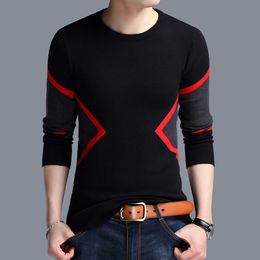 2019 New Autumn Winter Fashion Clothing Men's Sweaters Breathable Slim Fit Men Pullover Contrast Color Knitted Sweater