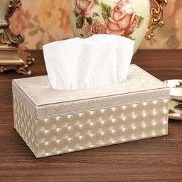 Wholesale- Lighting Wood Leather Rectangular Tissue Storage boxes cover Toilet Paper Box Napkin Towel Holder Cases home decoration for car