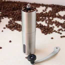 Silver Coffee Grinder Mini Stainless Steel Hand Manual Handmade Coffee Bean Burr Grinders Mill Kitchen Tool Crocus Grinders T200117