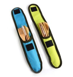 DHL Reusable Bamboo Travel Cutlery Set Dining Bamboo Fork Knife Spoon Chopsticks Straw cleaning brush Flatware Utensil Set with bag