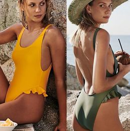 Luxury Designer Swimsuit New Backless Triangle One Piece Swimwear for Women Vest Sexy Bikini Bathing Suit