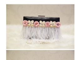 2019 new feather flower small square bag chain shoulder messenger bag style creative women's bag