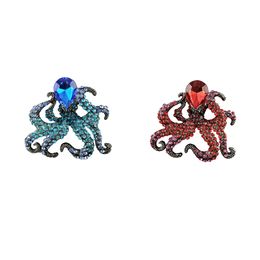 Full Rhinestoone Crystal Lovely Octopus Brooches Animal Brooch Pin Gift For Women