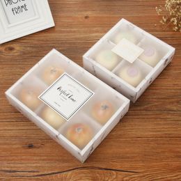 2019 hot sale 100pcs/lot Transparent Frosted Cake Box Dessert Macarons Mooncakes Boxes Pastry Packaging Boxes LX2026