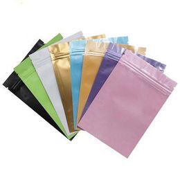 DHL solid matte Colour Aluminium foil bag Self sealing bag zipper Bags plastic pack wrapper blue green pink matte Colour Aluminium foil bag