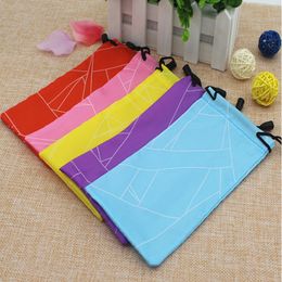 50pcs/lot Free shipping 18*9cm Optical Glasses Carry Bag Cloth Dust Pouch Drawsting bags Colourful Dustproof Sunglasses Pouch