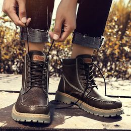 Hot Sale-Boots For Men's British Style Leather Boots Non-Slip Wear-Resistant High-Cut Tooling Best selling 40