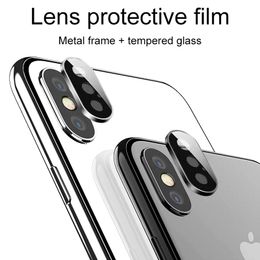 Camera Lens Screen Protector For iphone XS MAX XR X 3D Back Ring Metal Rear Case Tempered Glass Film Protective Cover With Package