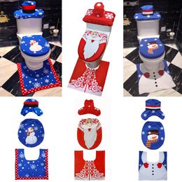 Christmas Toilet Cover Xmas Toilet Seat Water Tank Cover Tissue Cover 3pcs/set Chritsmas Snowman Toilet Seat Cushion Case