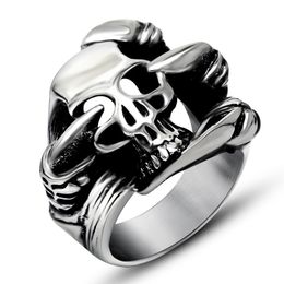 Antique hip hop ghost claw skull wolf dragon head devil ring domineering punk magic rock rings retro stainless steel men's Jewellery