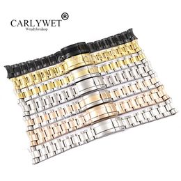 CARLYWET 20 21mm Whole Silver Gold Rose Gold Black 316L Solid Stainless Steel Watch Band Belt Strap Bracelets For295M