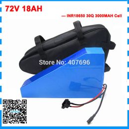 3000W 72V 18AH lithium battery 72V triangle ebike battery 30Q Cell with bag 50A BMS 84V 2A Charger