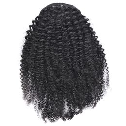 3B 3C Kinky Curly Clip In Ponytail Human Hair Extensions Brazilian Hair Products Drawstring Ponytail Hairpieces Natural Color Remy Hair 120g