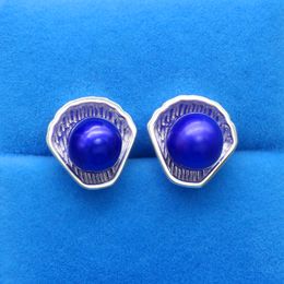 The latest design 925 silver pearl earring female fashion simple pure silver shell freshwater pearl earring