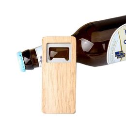 new Beer Bottle Opener Wooden Corkscrew Stainless Steel Square Openers Eco Friendly Anti Scald Lightweight Kitchenware