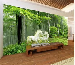 Forest romantic style three-dimensional oil painting background wall green wallpapers