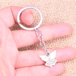 New Keychain 20*19mm guardian angel watching over me Pendants DIY Men Car Key Chain Ring Holder Keyring Souvenir Jewellery Gift