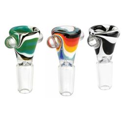 Drawing Pyrex Glass Non-slip Handle Bowl 14MM 18MM Male Interface Joint Bong Hookah Waterpipe Herb Oil Wax Rigs Container Holder DHL Free