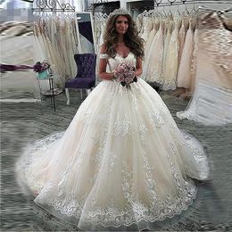 Luxury New Off Shoulder Lace Ball Gowns Wedding Dresses sweetheart 2020 vestido de noiva robe de mariee vestidos de festa Bride Dress