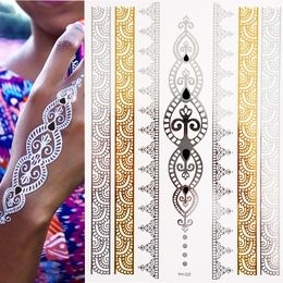 Temporaire Boho Métalliques Henna Tattoos Plus De 25 Mandala Designs Mehndi En Or Et Argent 1 Feuilles