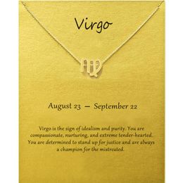 Fashion Jewellery 12 Constellation Virgo Pendant Necklaces For Women Zodiac Chains Necklace Gold Silver Colour Birthday Gift