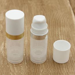 Empty 10ml Airless Pump Bottles Lotion Clear Airless Bottles for Cosmetic with Silver Gold Line Cosmetic Packaging