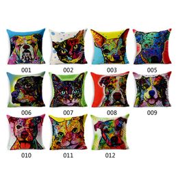 2020 Popstyle Pillowcase Heavy 180g Cotton Linen Pillowcase Cat And Puppy Digital Print Cushion Cover One Face Pillow Case