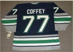 Custom Men Youth women Vintage #77 PAUL COFFEY Hartford Whalers 1996 CCM Hockey Jersey Size S-5XL or custom any name or number