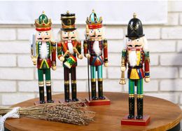 30cm Nutcracker Puppet Soldiers Wooden Figurine Christmas Desktop decoration window showcase Home Decor Ornaments Christmas Gift SN3797