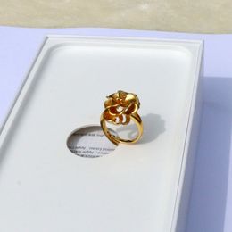 Szlachetny 14 K Yellow Fine Gold GF Handcleted Ladies Rose Flower Design 2.2mm Ring