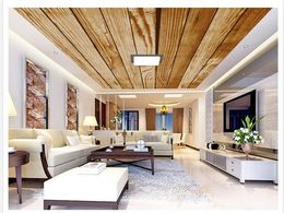 Custom photo any size 3d ceiling murals wallpaper wooden