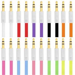 Colourful 1m Flat 3.5mm Aux Cables Jack Male audio cable for Samsung Android phone mp3 mp4 pc