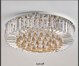 Modern Crystal Ceiling Light LED Lamps American Round K9 Crystal Ceiling Lamp Home Indoor Lighting Remote Control 3 White Colours Dimmable