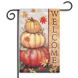 30cm x 45cm Halloween Polyester Pumpkin Leaf welcomes National Flag Garden holiday decorative painting