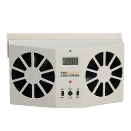 Black Solar Dual Fan Car Front//Rear Window Air Vent Cool Cooler Fan For Sale