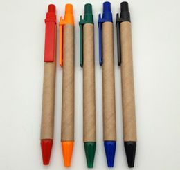 Black ink Ballpoint Pens Eco Paper Pen with Plastic Clip Environmental Durable Ball Point Pens