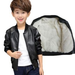 2018 Child leather clothing small kid casual boys jacket black and brown spring and winter thickening 2 Style boy casual jacket