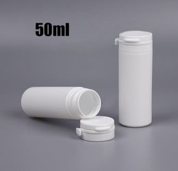 200pcs 50ml white color PE tearing and flip cap plastic bottles, sample bottle, empty packing tube, pills storages, vitamin container