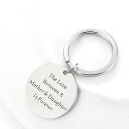 Round Pendant Key Ring ' the love between a Mother and daughter ' custom made Stainless Steel Keychain Key ring Birthday Gifts