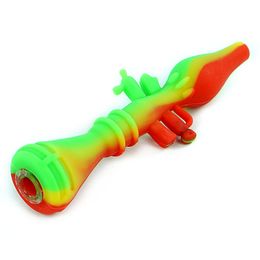 Silicone Hand Pipe Smoking Bong Hookahs Water Pipes Rocket Launcher Glass Bowl Wax Oil Rigs