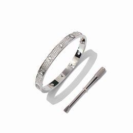 Wholesale-Titanium steel love Bracelets Bangles for women men full cz charm bracelet puleiras Screw Screwdriver bangle Jewelry wholesale
