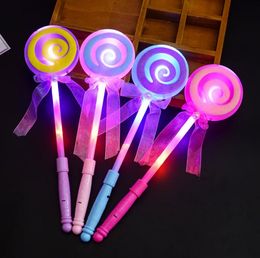Bambini all'ingrosso glow stick colorato flash magic stick lollipop led flash stick bacchetta novità giocattolo led concerto vocale SN2204