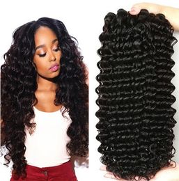 Brazilian Virgin Hair Weave Remy Human Hair Bundles Deep Wave Curly Weft Weaves