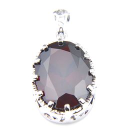 Luckyshine 925 Sterling Silver Plated Oval Red Garnet Gems For Woman Pendants Jewellery Holiday gift